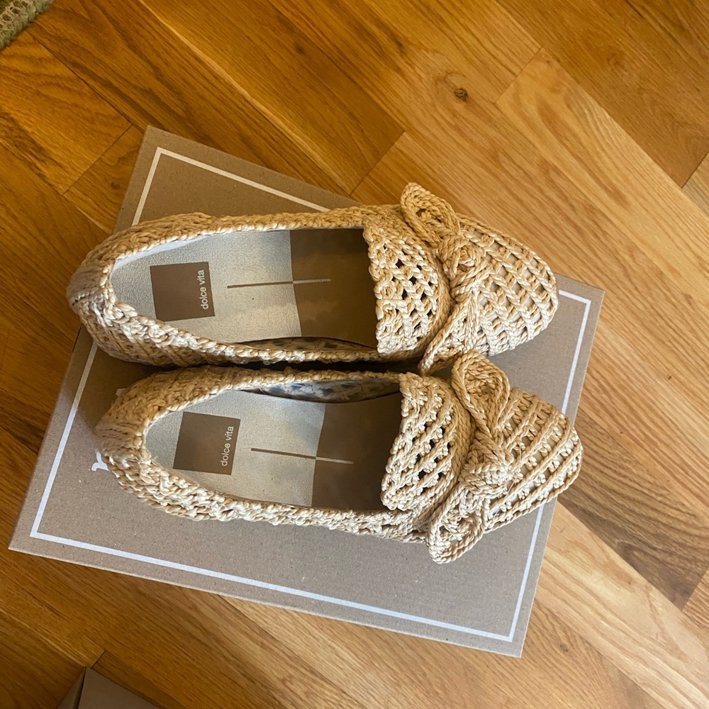 Dolce Vita Gold Flats with Woven Texture